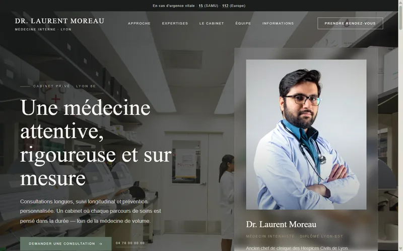 Aperçu du site Dr. Laurent Moreau — page d'accueil