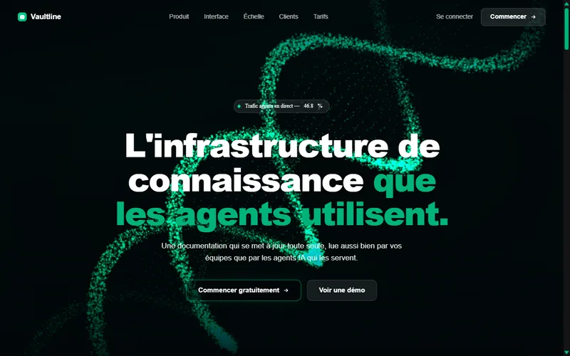 Aperçu du site Vaultline — page d'accueil